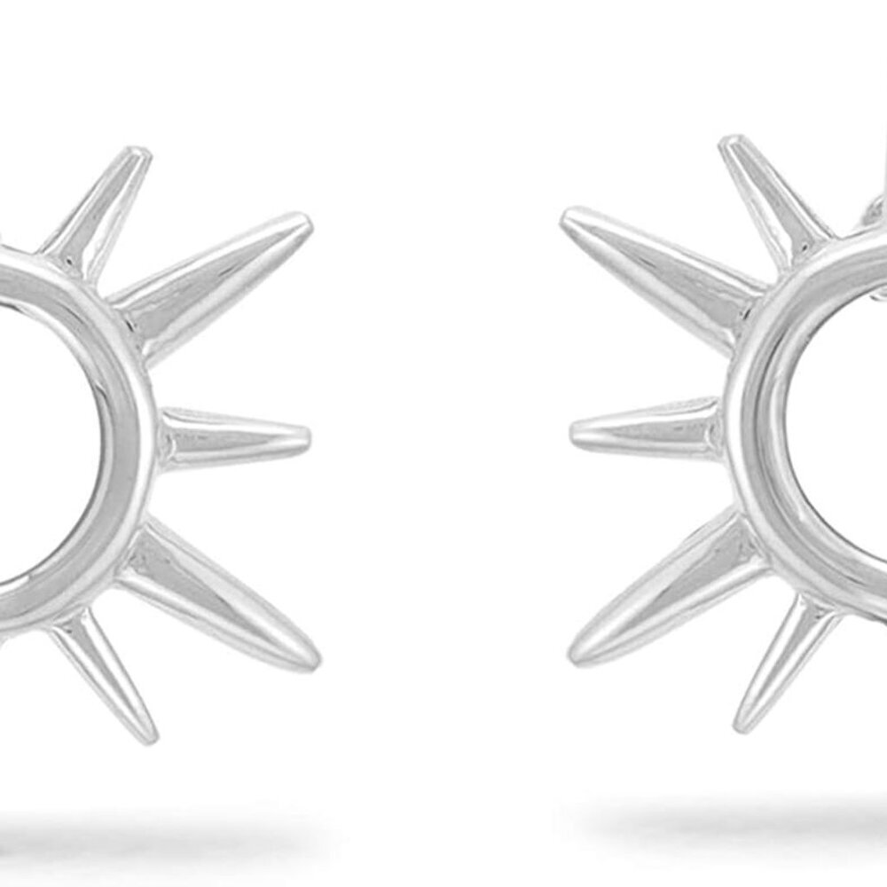 Jewelry Sterling Silver Sunburst Sun Open Circle Stud Earrings